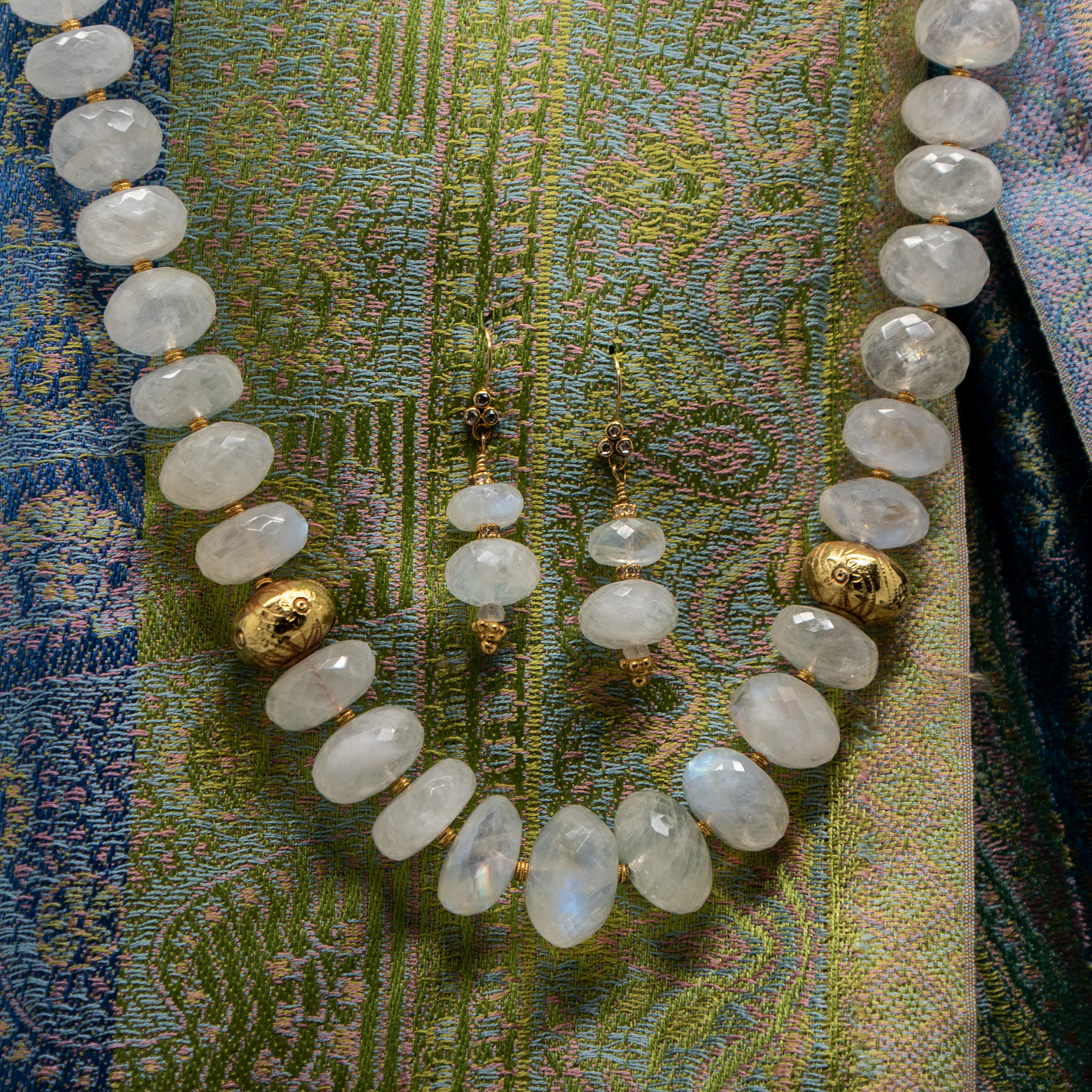 Moonstone necklace with matching earrings