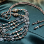 Details of Tahitian Pearl and Moss Aqua necklace
