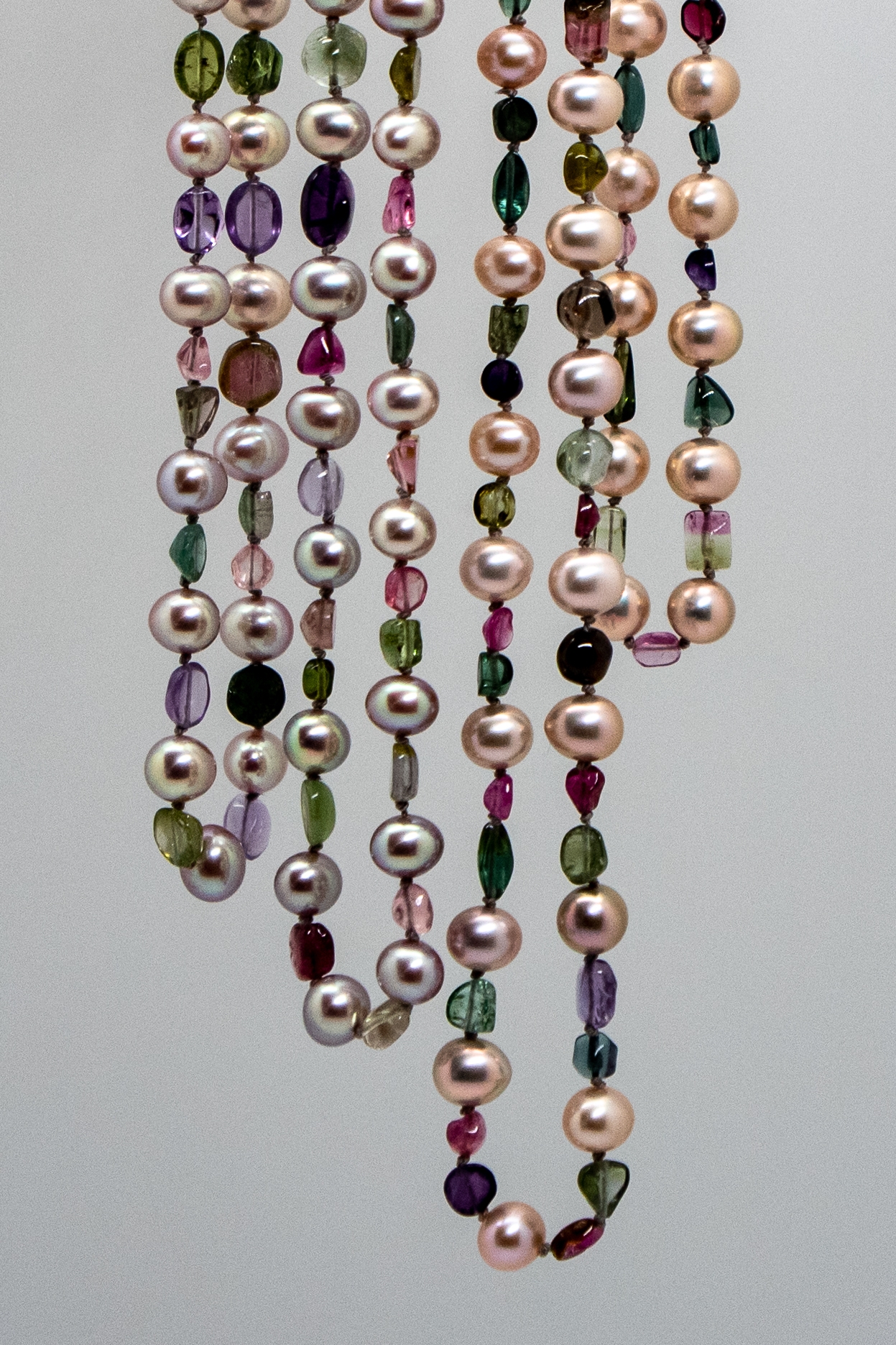Gorgeous tourmaline cabochons with freshwater pearls